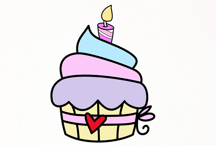 How to Draw & Color a Birthday Cupcake