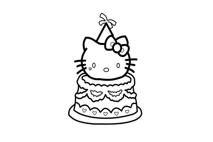 How to Draw a Cute Hello Kitty Cake
