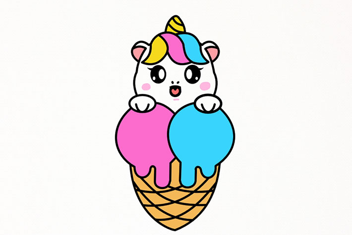 How to Draw a Cute Unicorn Ice Cream Cone