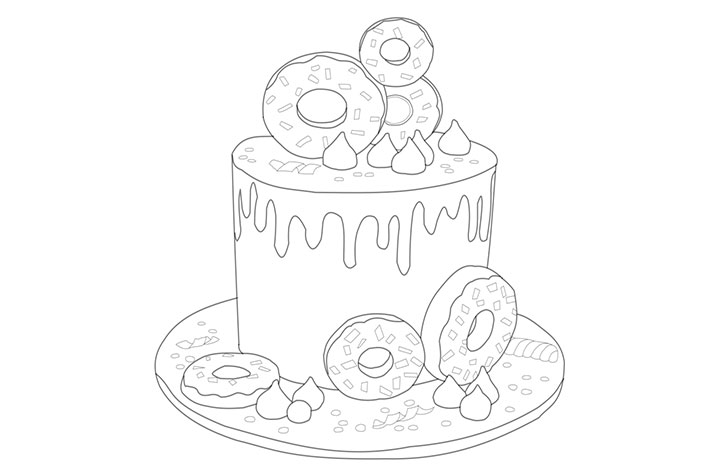 How to Draw a So Delicious Donut Cake