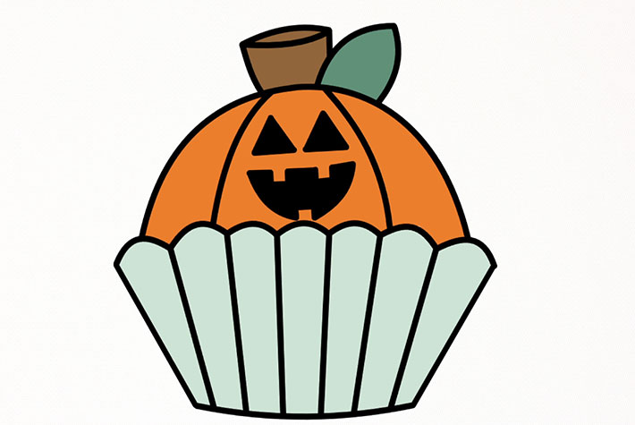 How to Draw & Color Halloween Cupcake